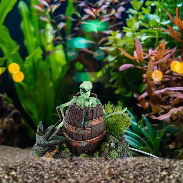 Saim 1pcs New Aquarium Accessories Aquarium Pirate Skeleton Wooden Barrel Decoration  Fish Tank Aquarium Ornaments - AliExpress