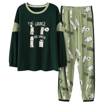 

Autumn Winter New Style Cotton Long-sleeved Pajamas Women Korean Sweet Sports and Leisure Multi-color Optional Ladies Home Wear