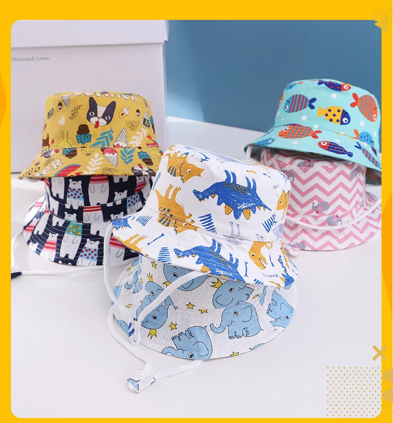 baby essential  Baby Cap Boys Girls Sun Panama Hat for Toddler Kids Children Cotton Cartoon Printed Outdoor Fashion Basin Bucket Fisherman Hats pacifier for baby