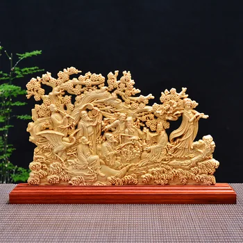 

Wood carving Chinese wood fairy, wood crafts gift Home desktop decoration office ornaments (A1076)