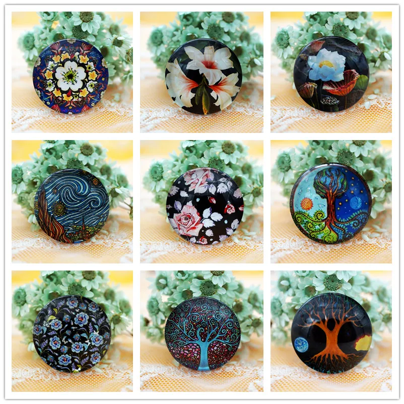

High grade 10PCS/lot Round 25MM Mixed Pattern Glass Cabochon for Cameo Base Setting Jewelry Accessories hand made Supplies