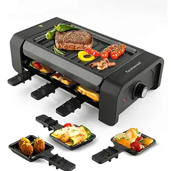 

【US Warehouse】Techwood TWRG-61BRaclette Grill Electric Tabletop Raclette Grill Non-Stick Grilling Surface Adjustable Temperature