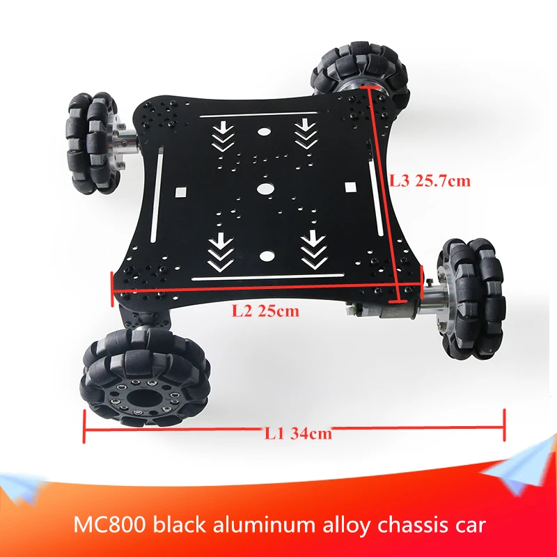 MC800 Black Aluminum Alloy Chassis Car 100mm Mecanum Wheel+High Torque 37 Motor 360 Degree Unimpeded Smooth and Free Rotation | Игрушки и