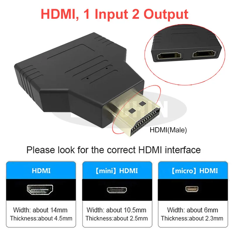 HDMI сплиттер 1 в 2 Выход 1080P HDTV HDMI усилитель переключателя для TV1080P HDMI переходник-разветвитель адаптер конвертер для DVD