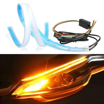 

2Pcs Car Flowing RGB Daytime Running Light Waterproof DRL Multicolor LED Light Strip Turn Signal Lights For Headlight
