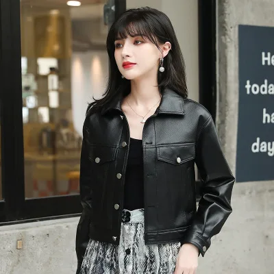 

2020 Women Spring Genuine Real Sheep Leather Jacket R39