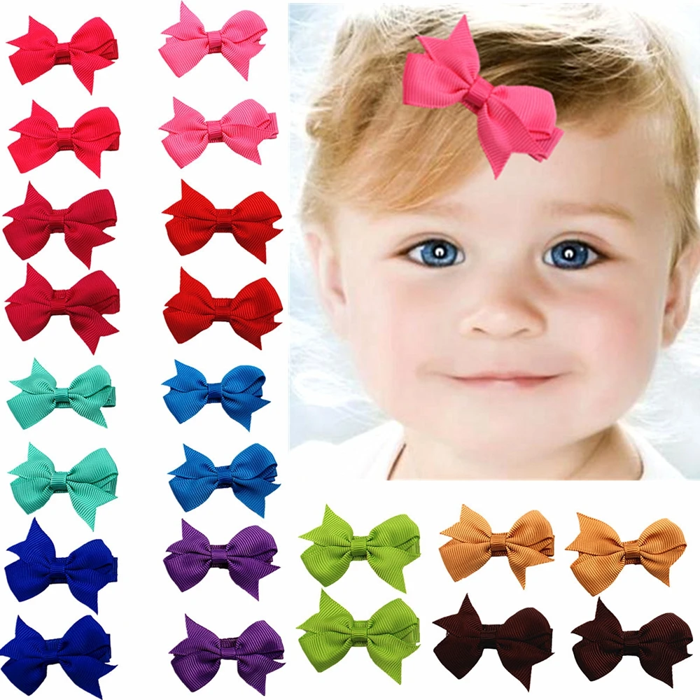

2pcs/lot 2 Inches Fashion Grosgrain Ribbon Bows Newborn Bangs Hairpins DIY Baby Headwear Accessories Infant Clothing Decoration