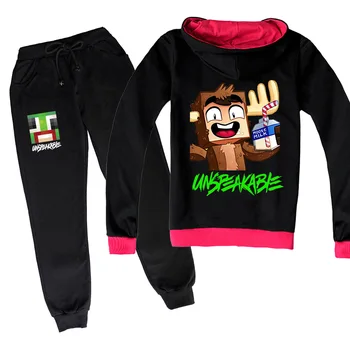 

Spring Autumn Girls Sports Tracksuit Kids Fashion Sportwear UNSPEAKABLEF Children Hooded Suit Clothes Set Casual Outfit 3-16Y