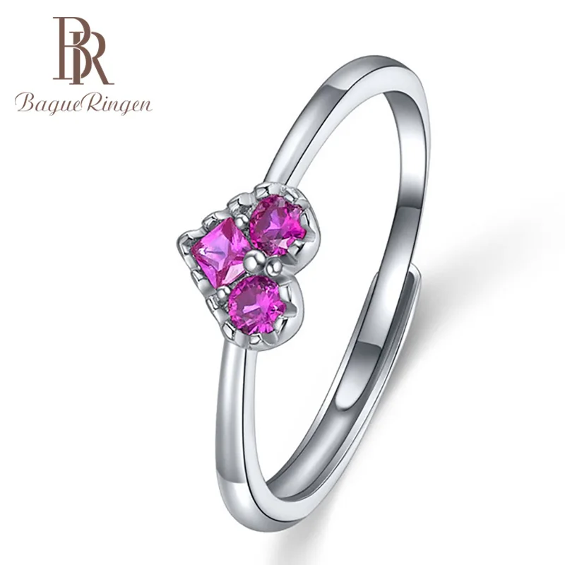 Женское кольцо в форме сердца Bague Ringen из 100% настоящего серебра 925 пробы с