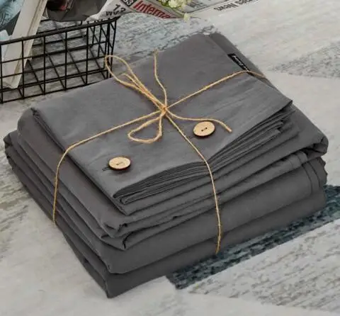 4dark gray Промытый хлопок белый чистый 9 цветов постельных принадлежностей дома и набор постельного белья для гостиницы King queen размер 4 шт пододеяльник комплект постельного белья - Цвет: 4dark gray