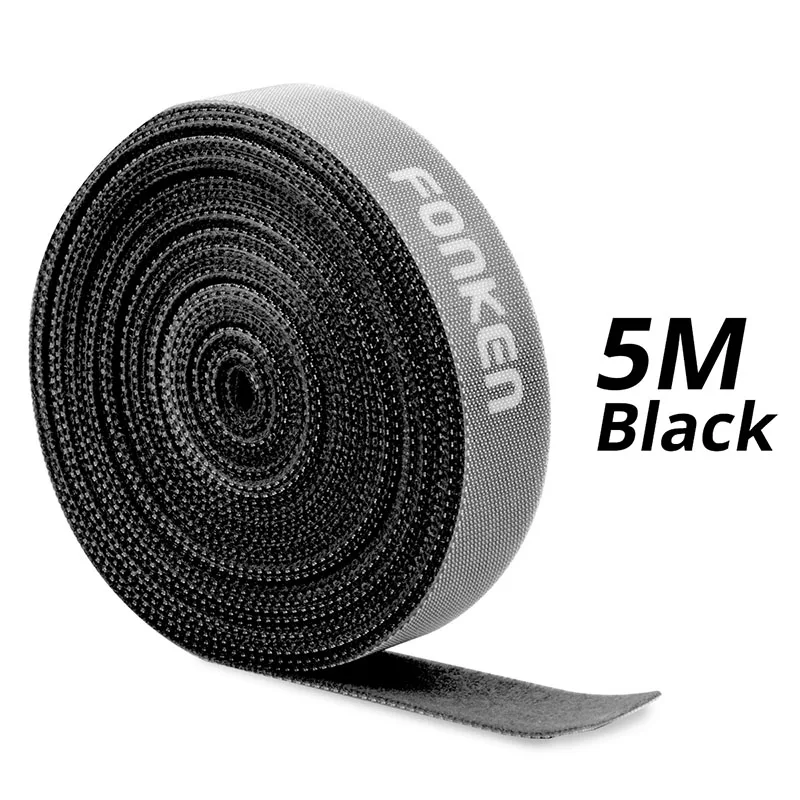 5m black tape FONKEN Кабельный органайзер многоцветный классификация кабель управление USB провода Держатель для ПК AUX HDMI 5 м 3 м 1 м стены шнур протектор - Цвет: 5m black tape