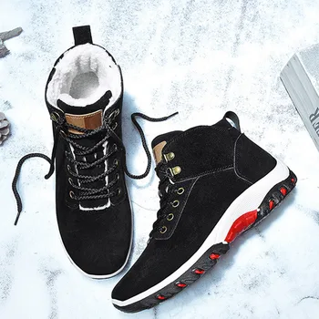 

Men Winter High Shoes Soft Leather Boots Warm Leather Shoes Outdoor Travel Cotton Sneakers B2Cshop