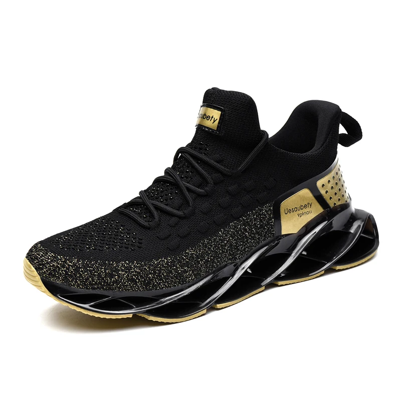 Спортивная обувь для мужчин, профессиональные кроссовки, супер светильник, для спортивной ходьбы, трендовые кроссовки амортизирующие, zapatillas hombre - Цвет: black gold 2930