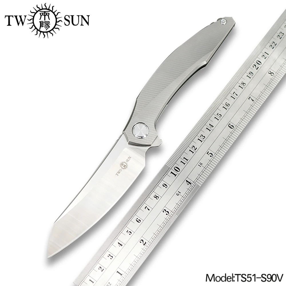 

TWOSUN knives S90V blade folding Pocket Knife tactical Knife camping knife hunting outdoor tool Titanium TC4 EDC Fast Open TS51