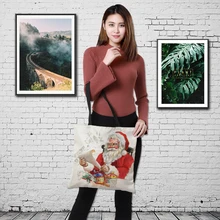 Краудейл Рождественский подарок DIY двусторонний Рождественский подарок Bage Женская холщовая Большая вместительная винтажная забавная сумка через плечо