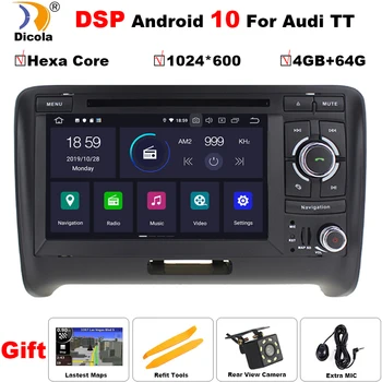 

7" IPS DSP Hexa Core 4+64G Android 10 Car DVD GPS For Audi TT MK2 8J 2006 2007 2008 2009 2010 2011 2012 multimedia player radio