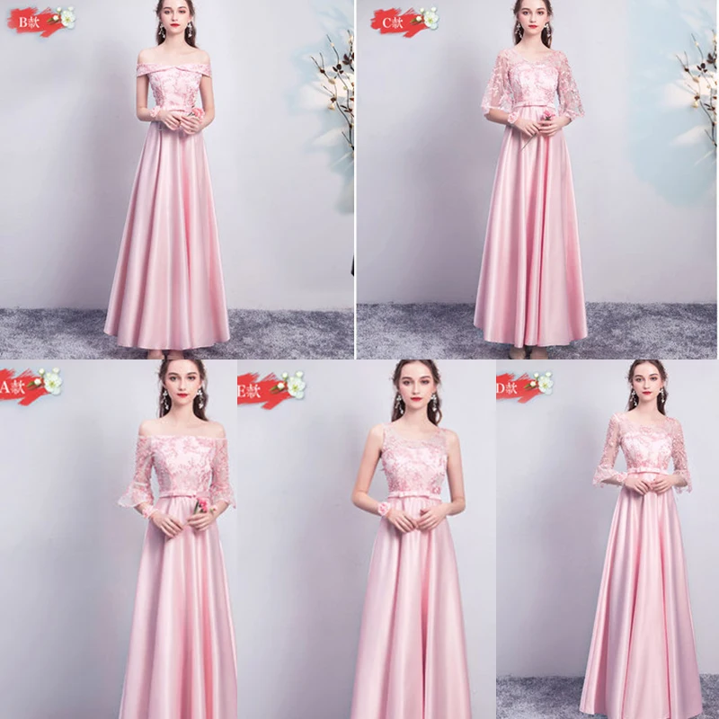 Розовое Элегантное Длинное платье подружки невесты для свадебной вечеринки, женское Клубное сексуальное платье для бала, сатиновое платье