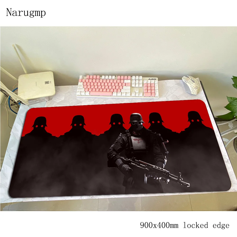 Wolfenstein Mouse Pad Gamer 90X40Cm Gaming Mousepad Adorabile Notbook Scrivania Stuoia Fredda Nuovo Padmouse Giochi Pc Gamer Stuoie Gamepad