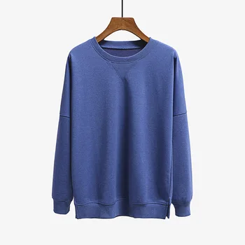 

2020 new fashion loose pullover sweater casual solid color female sweater