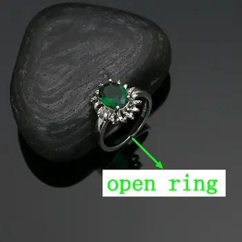 925 طقم مجوهرات فضة الزمرد زركون أقراط الطوق قابل للتعديل سلسلة بدلاية سوار الذكرى مجوهرات للنساء 5