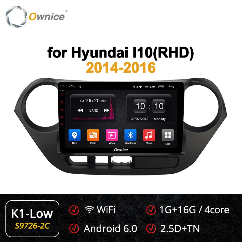 Ownice K1 K2 K3 K5 K6 " Android 9,0 автомобиль радио для hyundai I10 аудио плеер стерео 4 аппарат не привязан к оператору сотовой связи 360 панорама DSP - Цвет: S9726-2 K1-Low