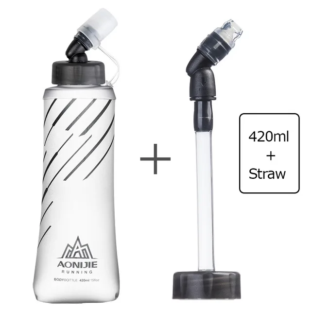 420ml and straw AONIJIE походный Кемпинг Сверхлегкая складная бутылка для воды Портативный Дорожная Питьевая сумка 250 мл/420 мл складной спортивный чайник - Цвет: 420ml and straw