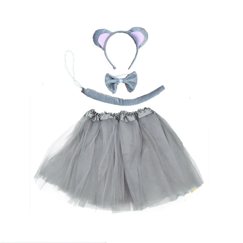 Children cosplay party rat mouse costume girl performance dance tutu tail headband set for kid