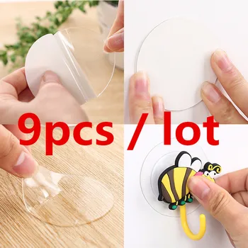 

9pcs Suction Cup Hooks Auxiliary Paste, 6*6cm Double Side Adhesive Sucker, Transparent Suck Silicone, Not Hurt Wall, Nonreusable
