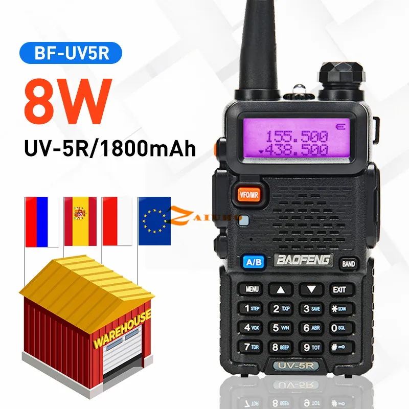 Оригинальный 8 Вт UV 5R иди и болтай Walkie Talkie “иди 10 км Baofeng uv5r CB Охота радио uv 5r 9R 82 8HX