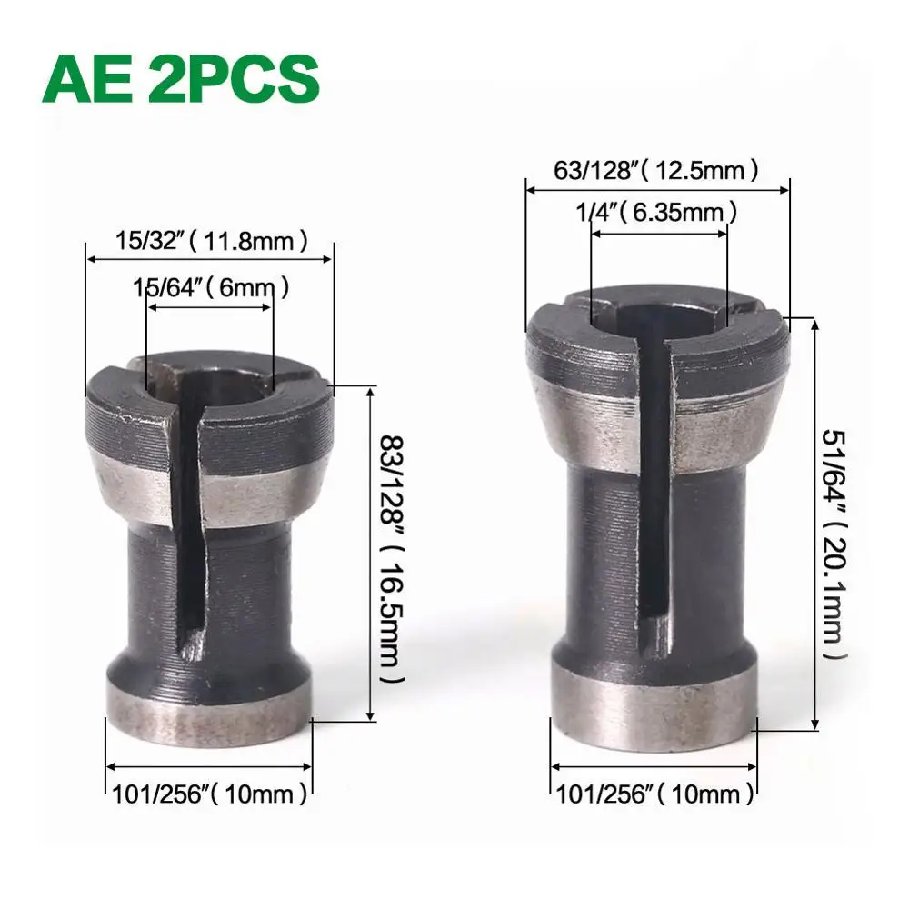 1 шт. 3 шт. набор цанги 6,35 мм 8 мм 6 мм цанговый патрон гравировальный обрезной станок электр - Цвет: AE 2PCS