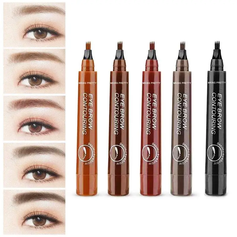 Quad Fork Eyebrow Pencil Pen Brown Black Waterproof Long Lasting Four-fork Water Eyebrow Enhancer Easy To Color Without Bloomin Quad Fork Eyebrow Pencil Pen Brown Black Waterproof Long Lasting Four-fork Water Eyebrow Enhancer Easy To Color Without Bloomin