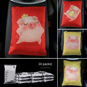 

E-FOUR 10 Large Pack Bamboo Charcoal Air Purifying Bag with Hooks Activated Natural Breathe Air Freshener Deodorizer Odor Absorb