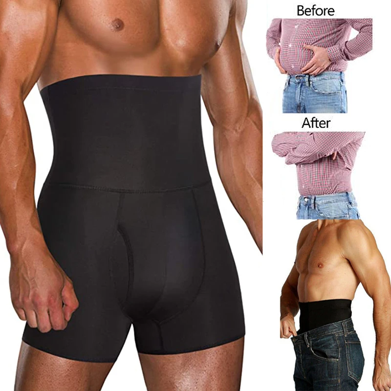 Men's Tummy Control Shapewear Shorts High Waist Slimming Anti-Curling Underwear Body Shaper Panties Seamless Boxer Brief Corset