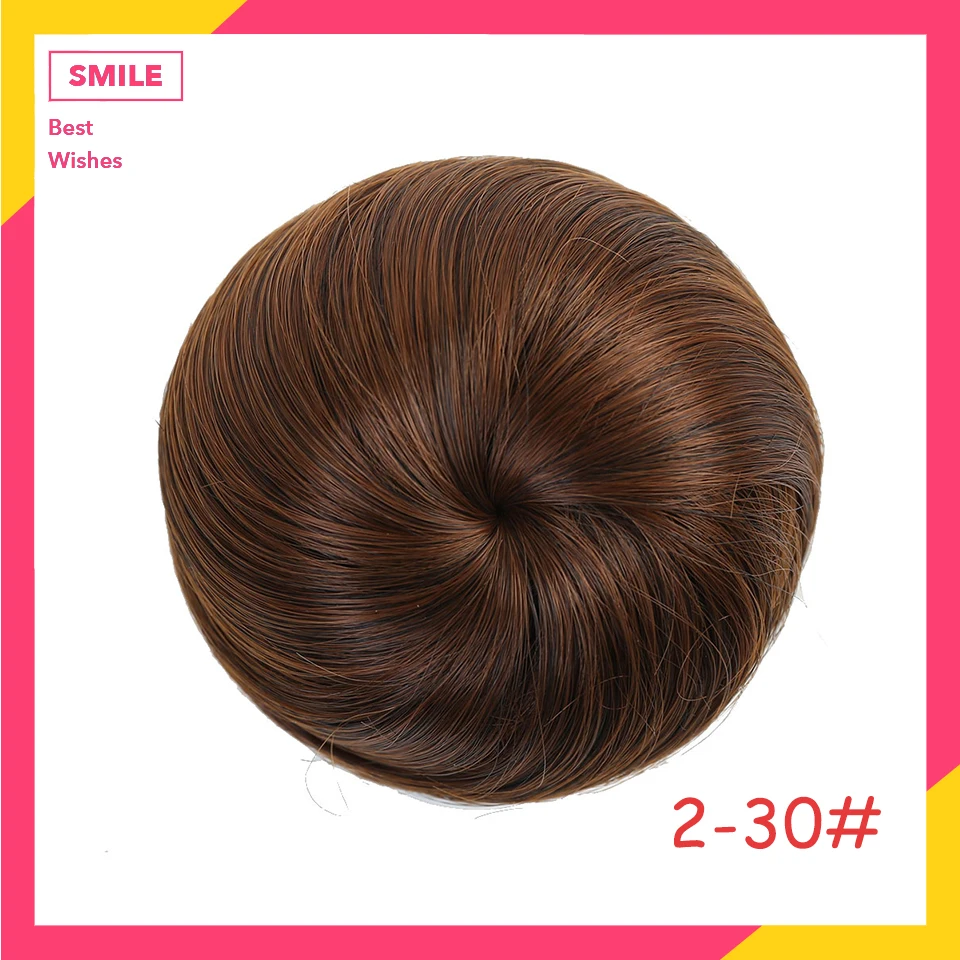 Короткие прямые термостойкие синтетические ленты клип в наращивание волос шиньон пончик ролик булочка парик для женщин Мода - Цвет: 2-30