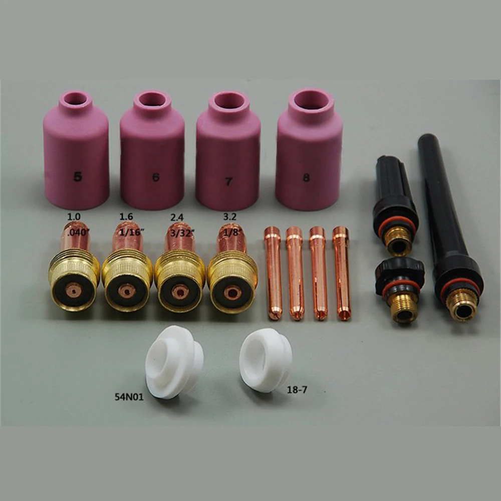 

TIG Welding Consumables Accessories KIT Gas lens Nozzle insulator Cup Fit TIG welding Torch SR PTA DB WP 17 18 26 Series 17PK