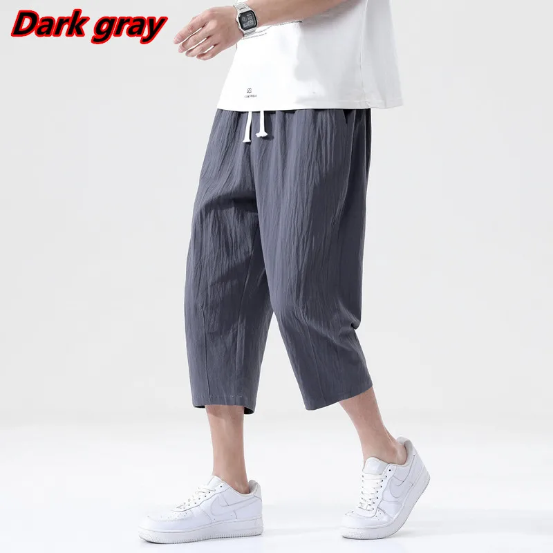 mens casual shorts Summer Casual Pants Men's Wild Cotton and Linen Loose Linen Pants Korean Style Trend Nine-point Straight Trousers best casual shorts for men Casual Shorts