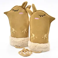 Yellow Новинка года; Детские теплые уличные перчатки высокого качества; бархатные замшевые зимние перчатки с героями мультфильмов для девочек и мальчиков; Детские утепленные варежки - Цвет: Yellow