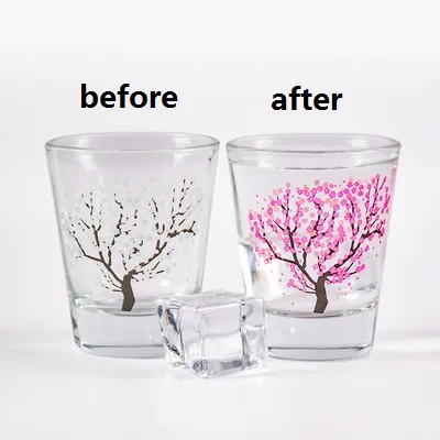 Cherry Blossom Sakura Cold Color Changing Shot Glass Spirits Glass Cup 1 piece 60ml 2oz wine glass spirits cup