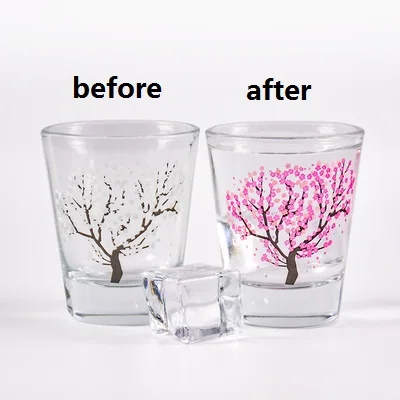 1 Stück kleine 60ml 2 Unzen Kirschblüte Sakura kalte Farbe ändern Schnaps  glas Spirituosen Glas Tasse