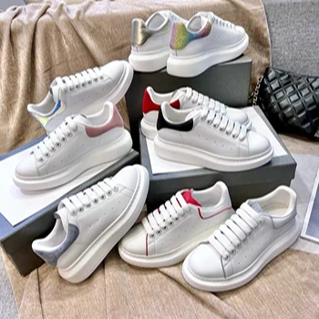 

Top Qulaity Genuine Leather Women's Shoes Round Toe Lace Up Casual Sneakers Hot Sell For Spring Autumn Flats Large Size 34-42