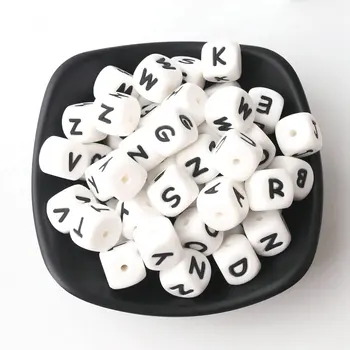 

FPA Free Food Grade Silicone Alphabet Letter Soft Chew Beads 20pcs for DIY Baby Teething Necklace 26 Letters Silicone Beads