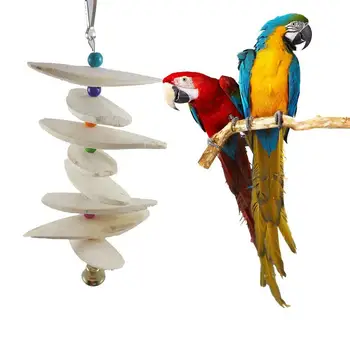 

HiMISS Cuttlefish Bone Parrot Chew Bite Toy Bell Supply Calcium Molar Tool for Bird Squirrel