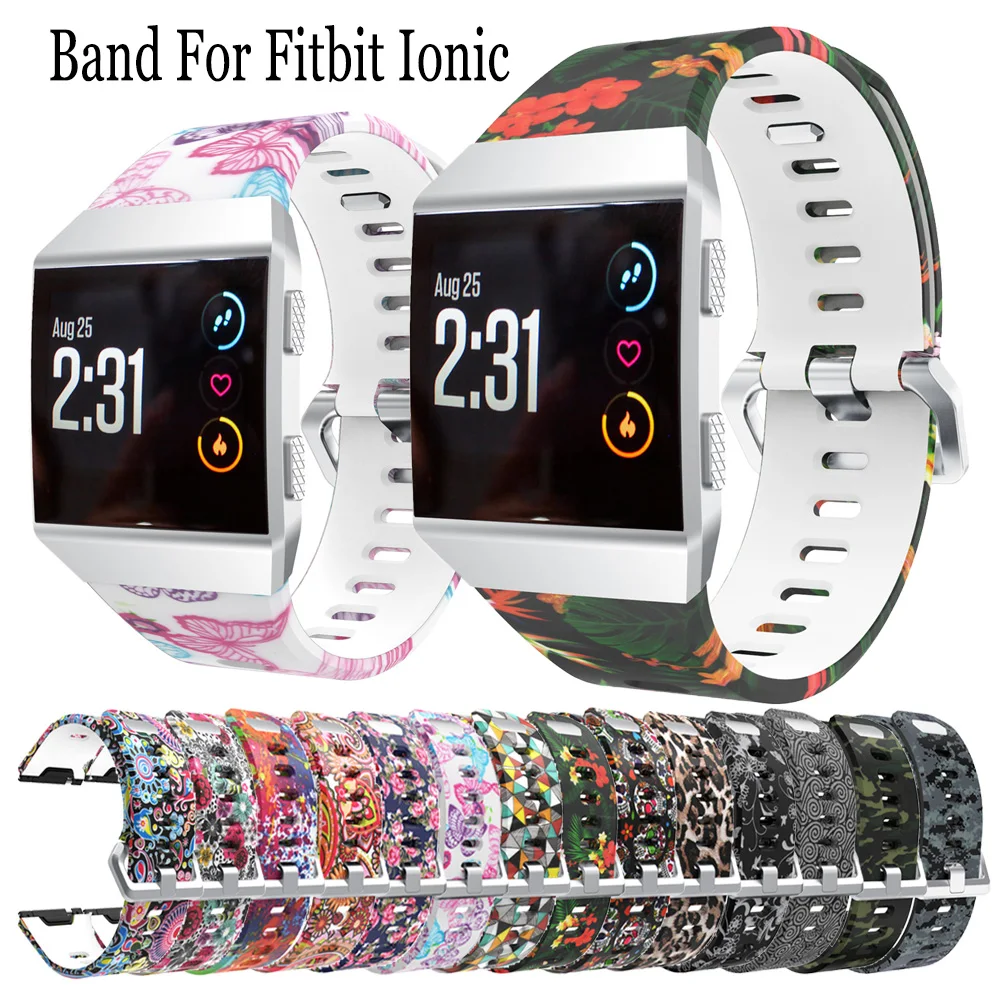 

High Quality Theme Printed Soft Silicone Strap Sport Band For Fitbit Ionic Smart Watch Quick Release Watchband Wrist Accessories