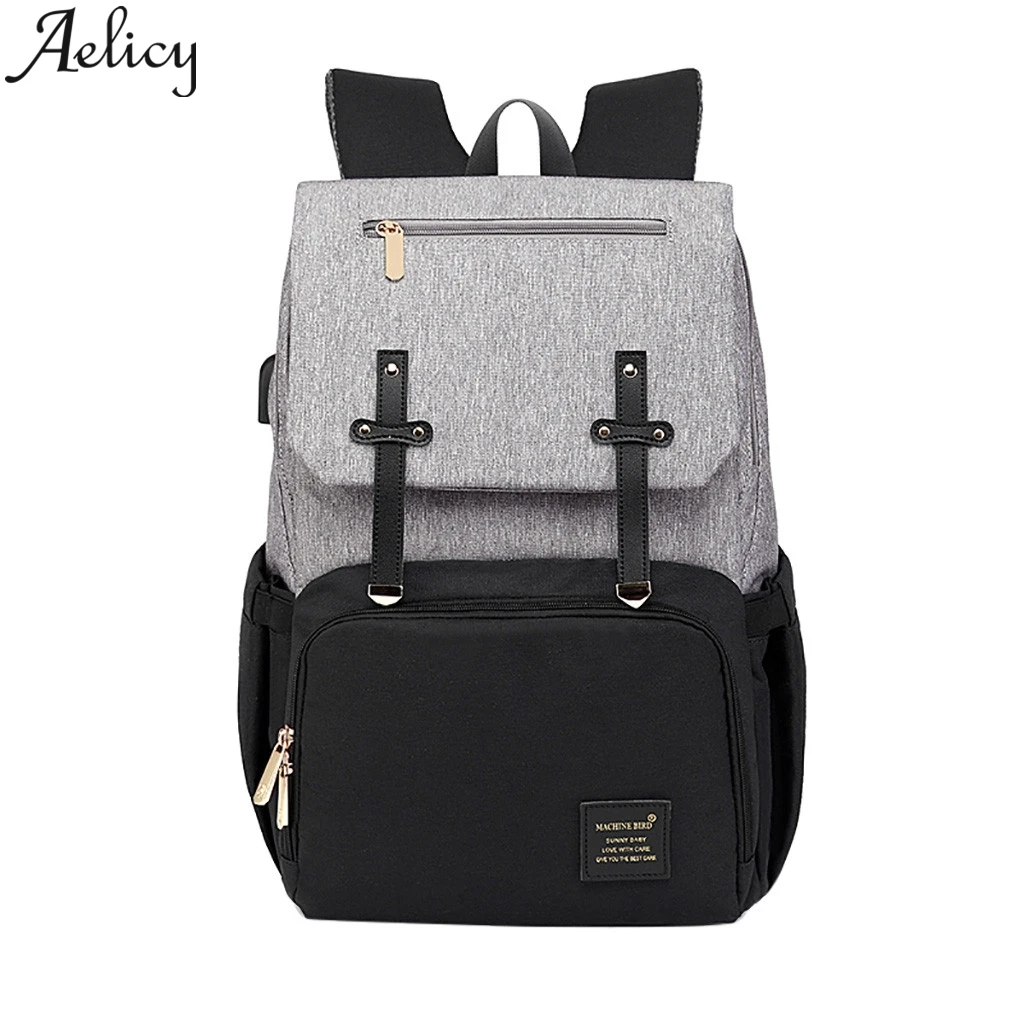 Aelicy Retro Women Oxford Backpack Waterproof Large-capacity Mummy Bag With USB School Bag For Student Ladies Daily Back Pack