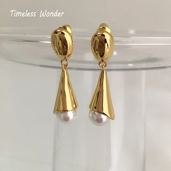 

Timeless Wonder Glam Faux Pearl Spike Drop Earrings Women Jewelry Top Designer Goth Japan Kpop Gift Party Prom Runway Rare 7588