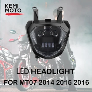 Image 1 - MT07 FZ07 LED far lambası DRL 2014 2015 2016 2017 motosiklet far mt07 farlar YAMAHA MT 07 MT 07 ışık 110W 12V