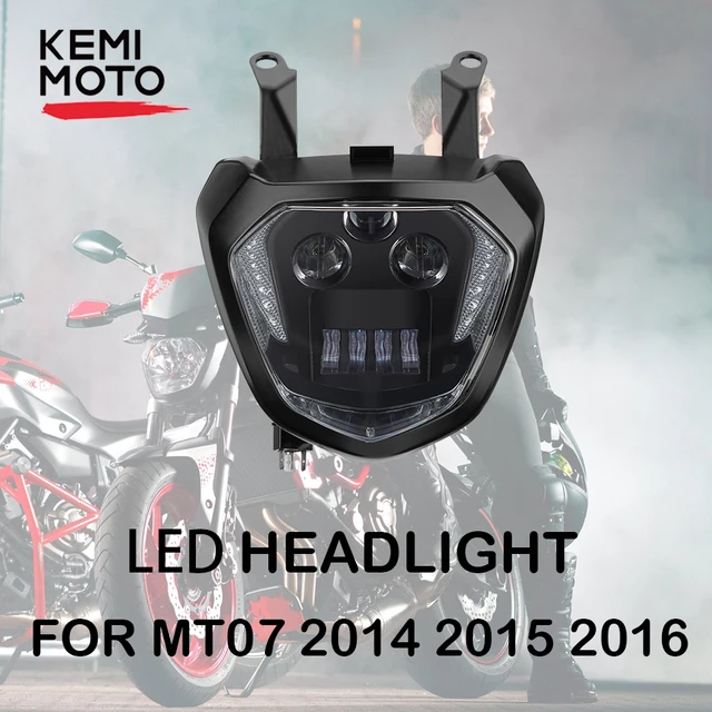 MT07 FZ07 LED far lambası DRL 2014 2015 2016 2017 motosiklet far mt07 farlar YAMAHA MT 07 MT 07 ışık 110W 12V