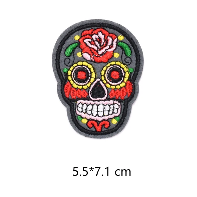 Skeleton Skull Patches For Clothing Badges Goth Gothic Embroidered Appliques Sewing Iron On Patch Tranfer Sticker For Clothes 8