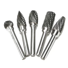 Ensemble de 5 fraises en carbure de tungstène avec tête de 12mm, Double coupe, pointe rotative, broyeur, offre spéciale