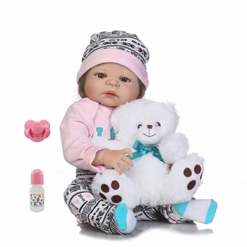 

55cm Reborn Doll Soft Full Body Silicone Reborn Baby and Doll Clothes Girl Doll Christmas Birthday Gift Photography Props